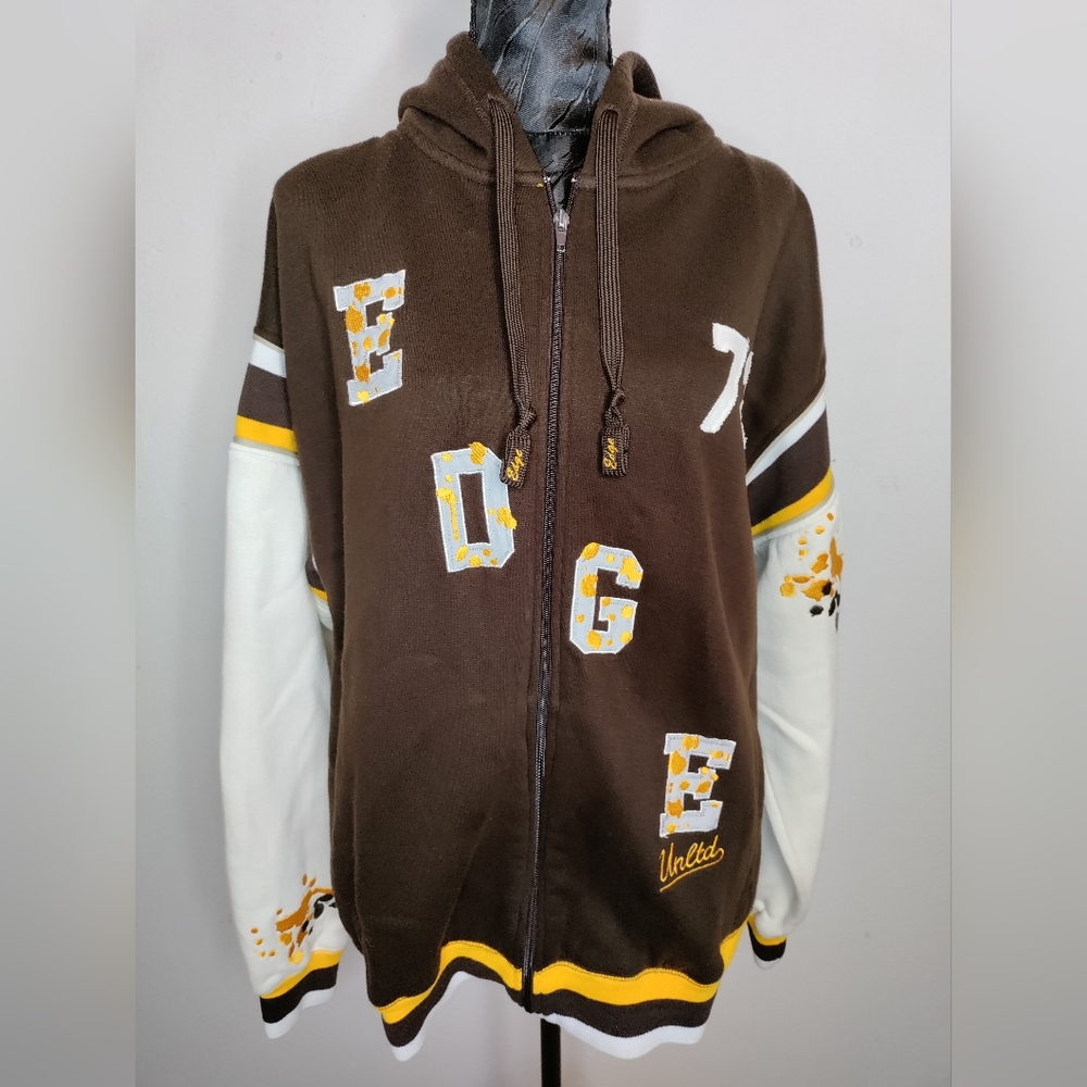 Brown and White Bomber Jacket